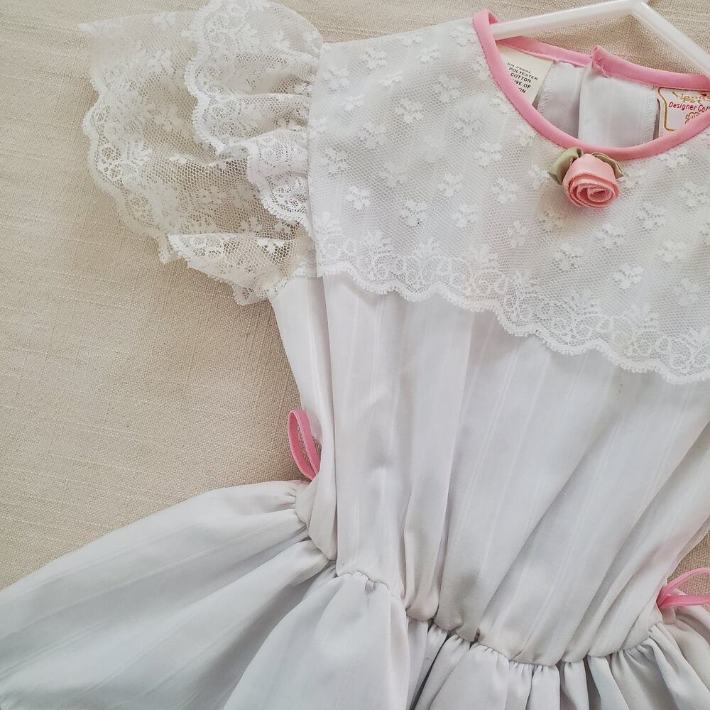 Vintage White Lace Dress 2t - Picture 3 of 10